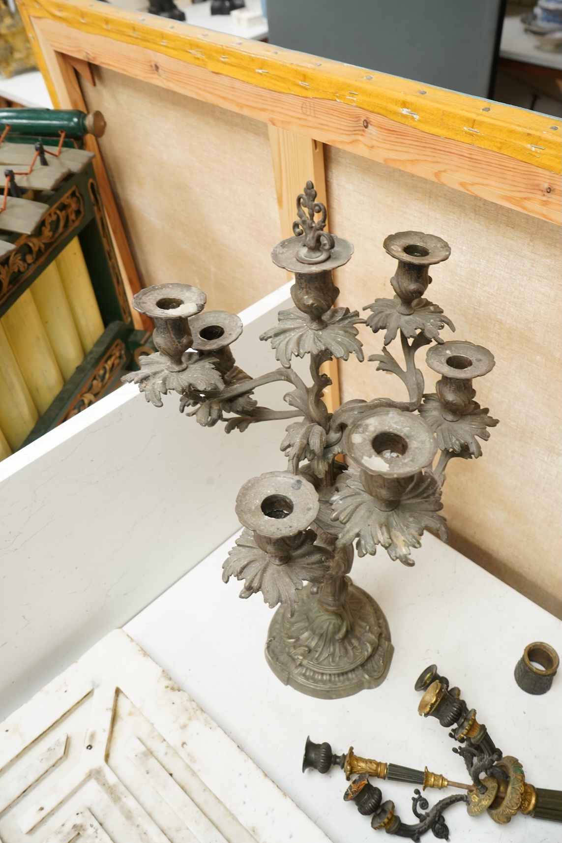 A Louis XV style candelabrum and an Empire style seven light candelabrum-60cm high